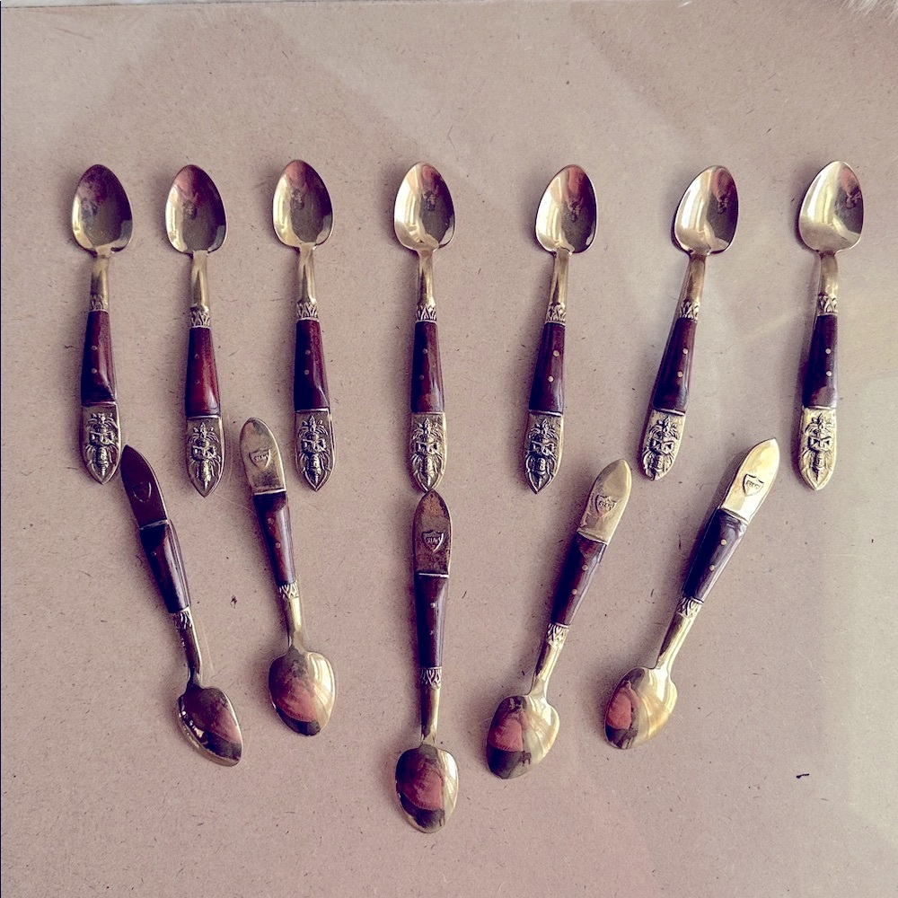 Luxurious Gold and Brown Decorative Spoon Set